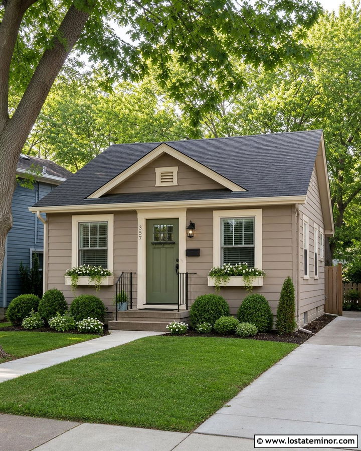 Small Taupe House With Budget Window Boxes - 30 Taupe House Design With Window Boxes Ideas