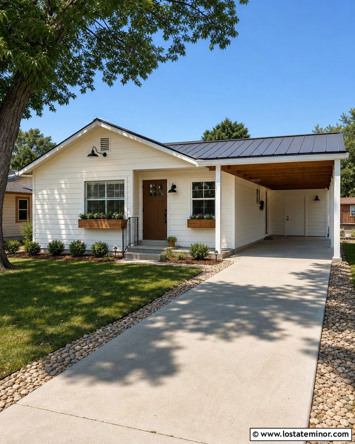 Small White House With Budget Carport - 30 White House Design With Carport Ideas