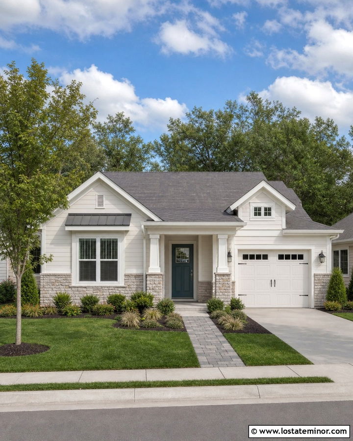 Small White House With Stone Veneer Wainscoting - 30 White House Design With Wainscoting Ideas