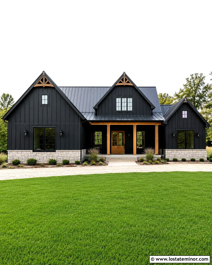 Soft Black Board And Batten Siding - 30 Soft Black House Design With Siding Ideas