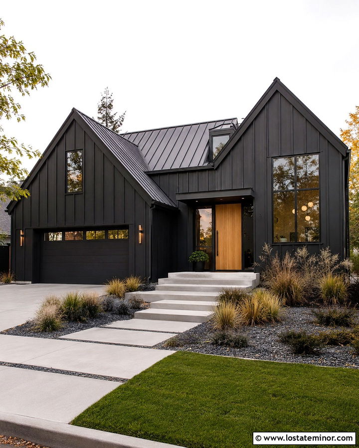Soft Black Board And Batten With Black Trim - 30 Soft Black House Design With Board and Batten Ideas
