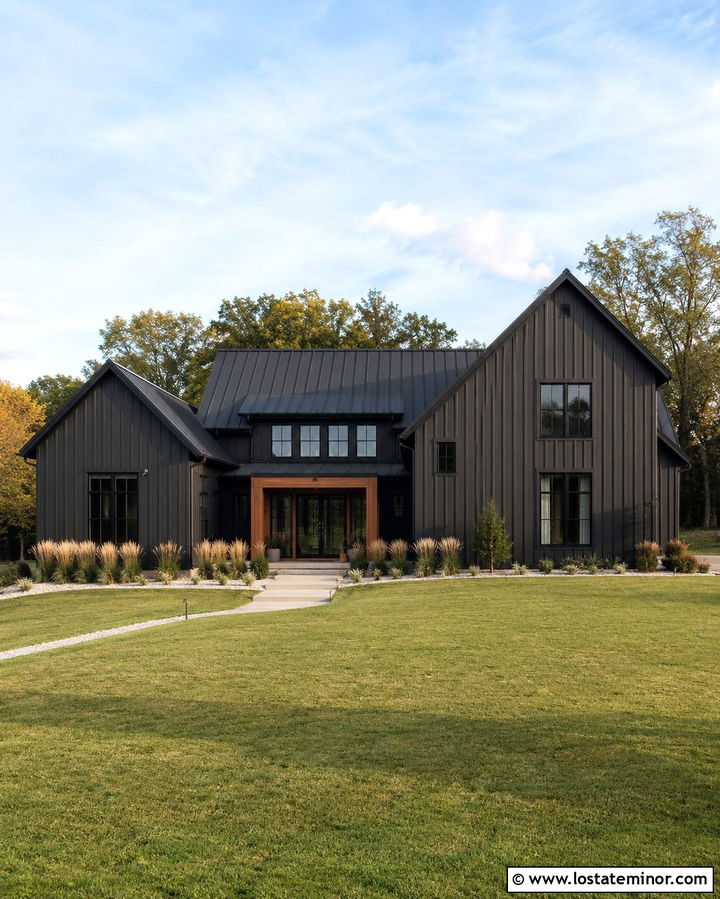 Soft Black Board And Batten With Metal Roof - 30 Soft Black House Design With Board and Batten Ideas