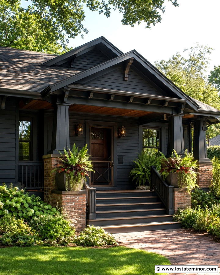Soft Black Bungalow With Bronze Screen Door - 30 Soft Black House Design With Screen Door Ideas