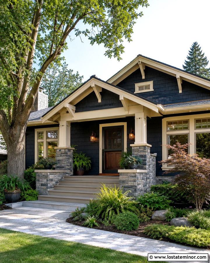 Soft Black Bungalow With Retractable Screen Storm Door - 30 Soft Black House Design With Storm Door Ideas