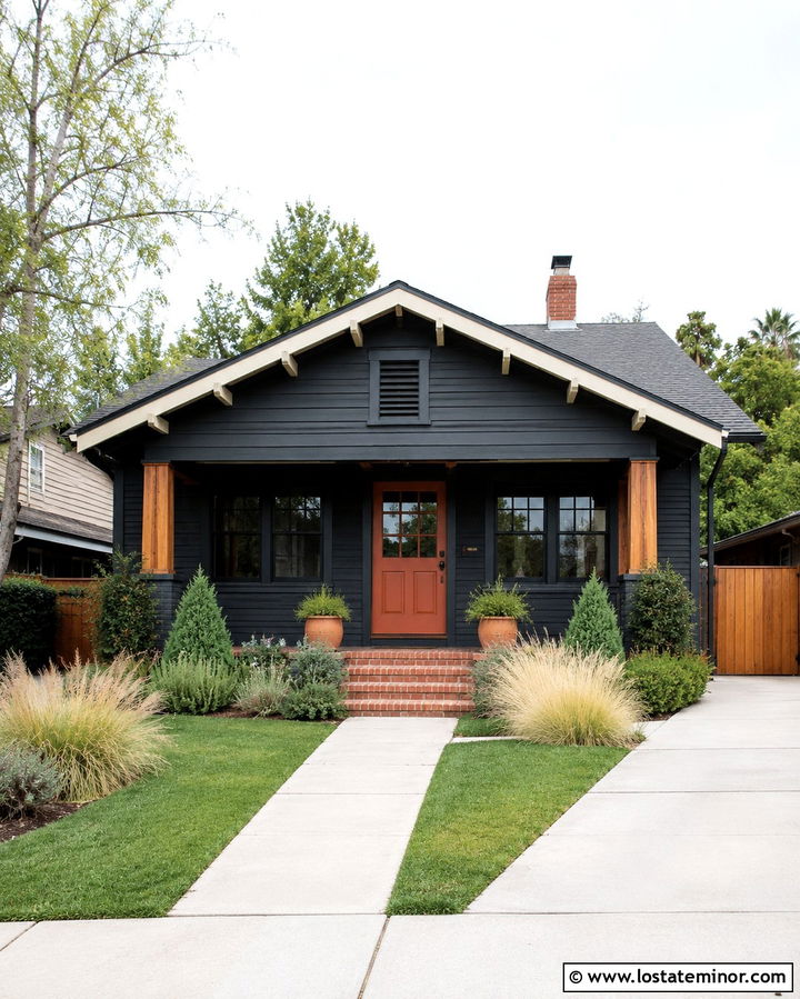 Soft Black Bungalow With Terracotta Dutch Door - 30 Soft Black House Design With Dutch Door Ideas