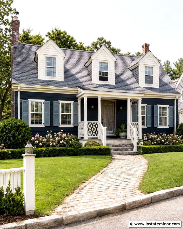 Soft Black Cape Cod With Chippendale Railings - 30 Soft Black House Design With Railings Ideas