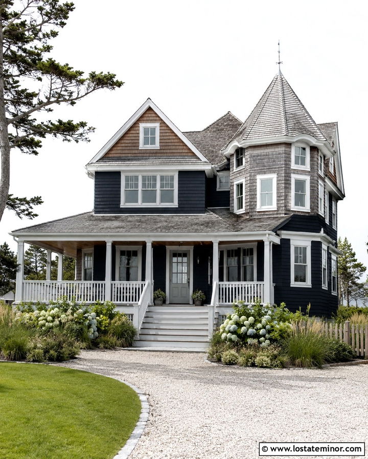 Soft Black Coastal House With Cedar Shake - 30 Soft Black House Design With Cedar Shake Ideas