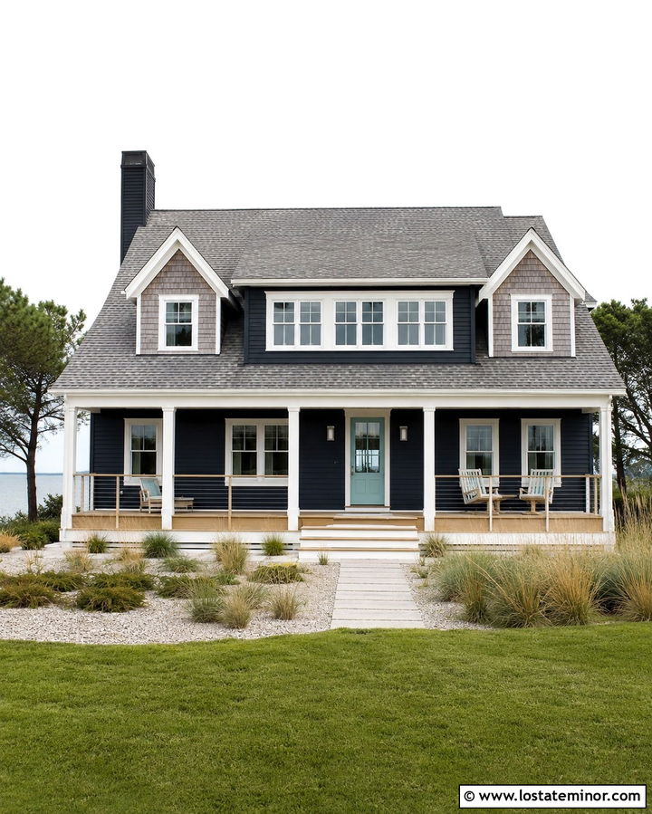 Soft Black Coastal House With Gray Cedar Shingles - 30 Soft Black House Design With Shingles Ideas