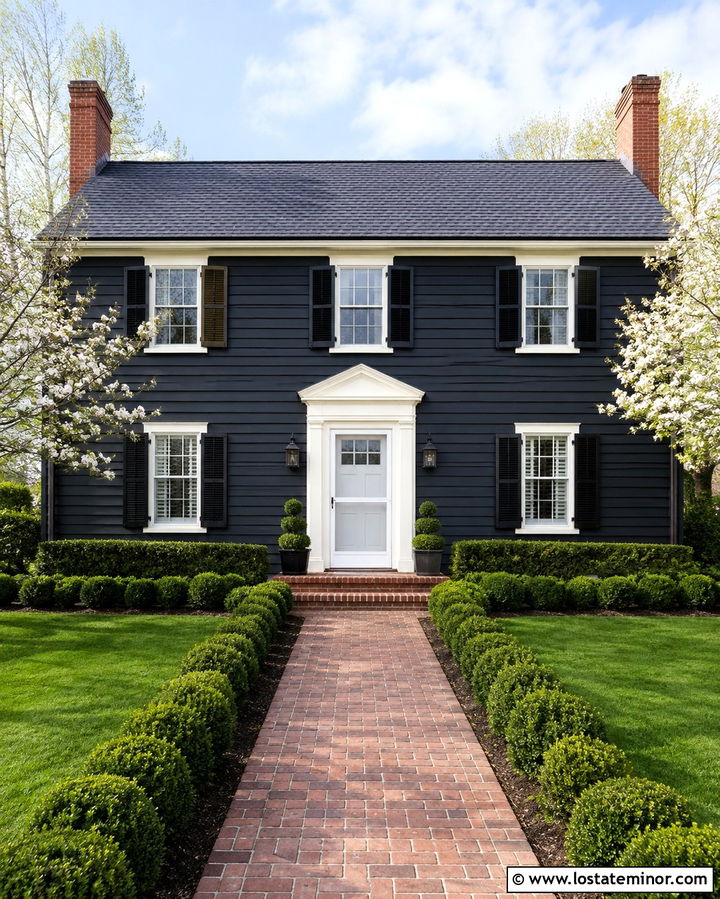 Soft Black Colonial With White Screen Door - 30 Soft Black House Design With Screen Door Ideas