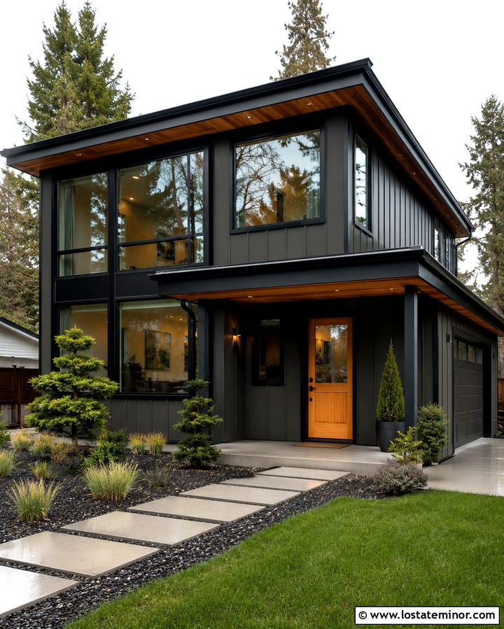 Soft Black Contemporary House With Cedar Dutch Door - 30 Soft Black House Design With Dutch Door Ideas