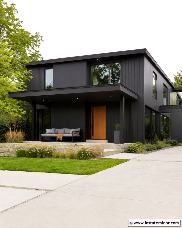 Soft Black Contemporary House With Metal Daybed - 30 Soft Black House Design With Daybed Ideas