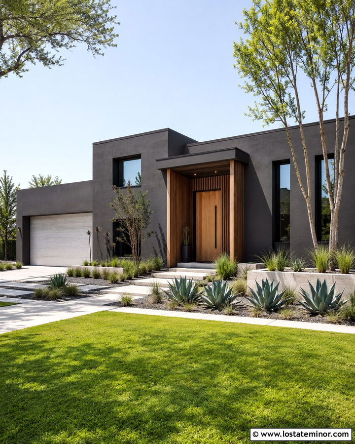 Soft Black Contemporary Stucco With Recessed Windows - 30 Soft Black House Design With Window Frames Ideas