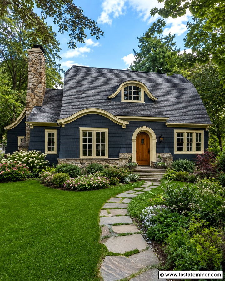 Soft Black Cottage With Eyebrow Dormer - 30 Soft Black House Design With Dormers Ideas