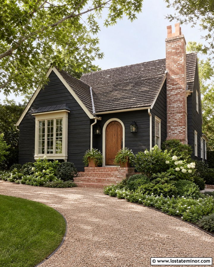 Soft Black Cottage With German Schmear Brick - 30 Soft Black House Design With Brick Accents Ideas