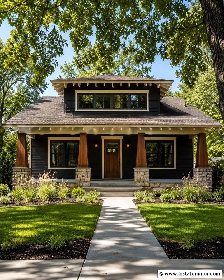 Soft Black Craftsman With Shed Dormer - 30 Soft Black House Design With Dormers Ideas