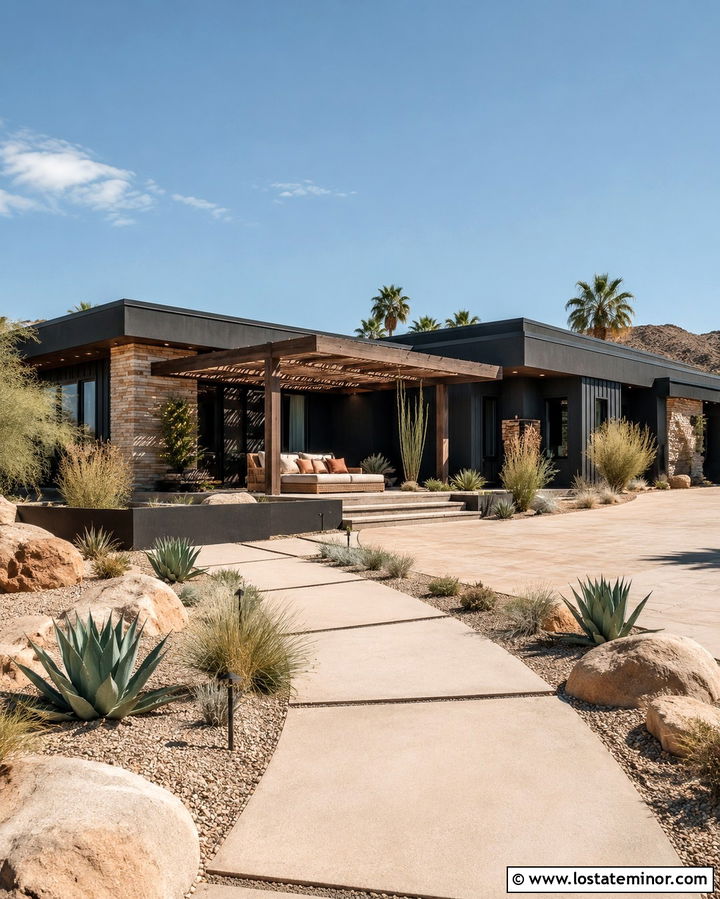 Soft Black Desert House With Woven Daybed - 30 Soft Black House Design With Daybed Ideas
