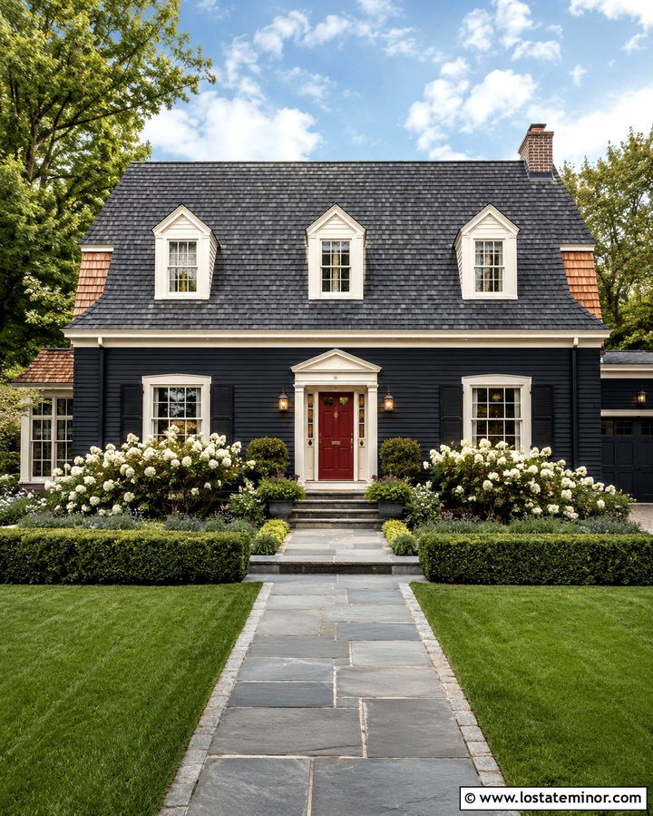 Soft Black Dutch Colonial With Gambrel Shingles - 30 Soft Black House Design With Shingles Ideas
