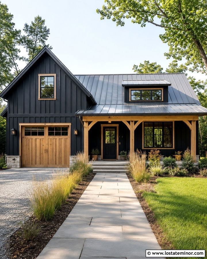 Soft Black Farmhouse With Black Dutch Door - 30 Soft Black House Design With Dutch Door Ideas