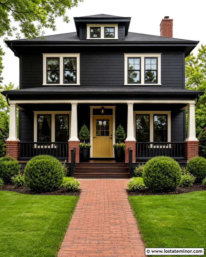 Soft Black Foursquare With Mustard Dutch Door - 30 Soft Black House Design With Dutch Door Ideas