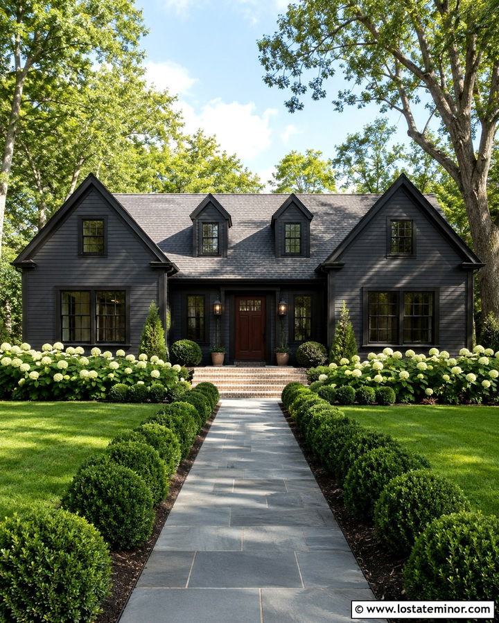 Soft Black Gabled House With A Gray Roof - 30 Soft Black House Design With Gables Ideas