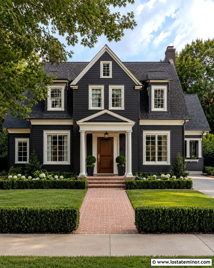 Soft Black Gabled House With Horizontal Siding - 30 Soft Black House Design With Gables Ideas