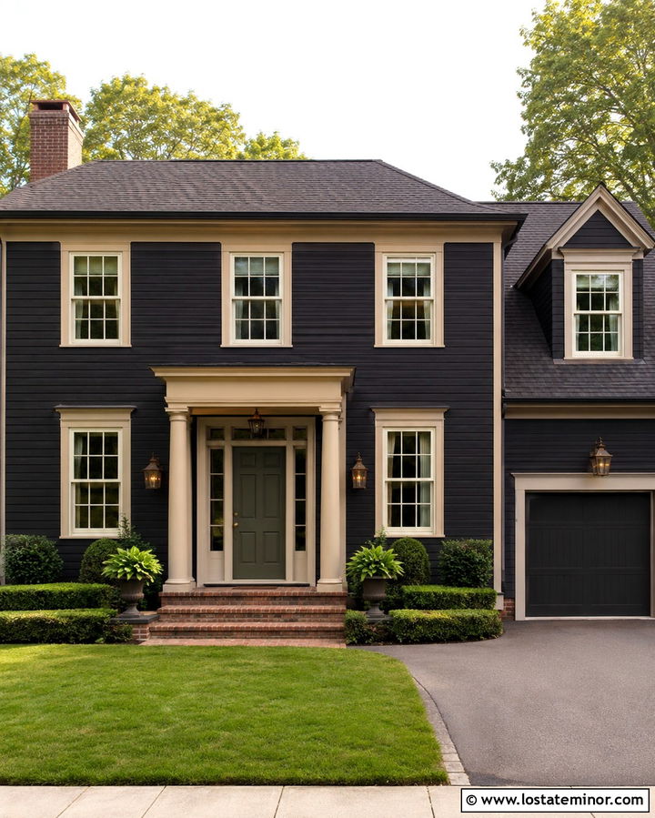 Soft Black House With Beige Trim - 30 Soft Black House Design With Trim Ideas