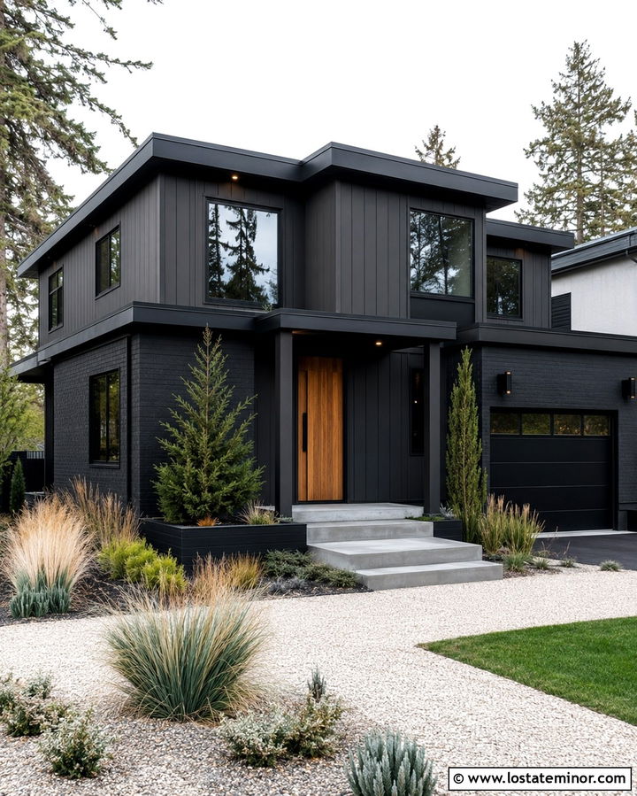 Soft Black House With Black Trim - 30 Soft Black House Design With Trim Ideas