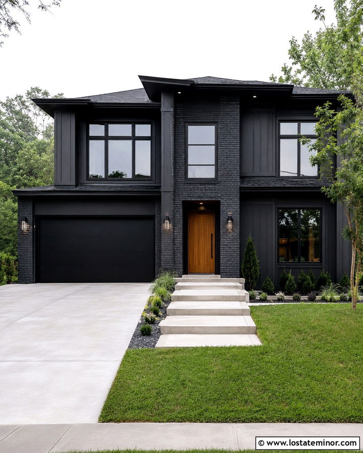 Soft Black House With Black Trim - 30 Soft Black House Design With Accents Ideas