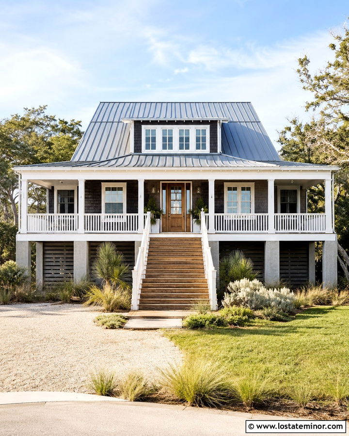 Soft Black House With Blue Gray Metal Roof - 30 Soft Black House Design With Roof Ideas