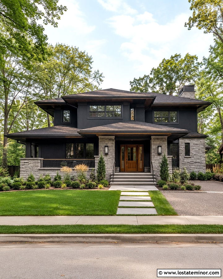 Soft Black House With Bronze Accents - 30 Soft Black House Design With Accents Ideas