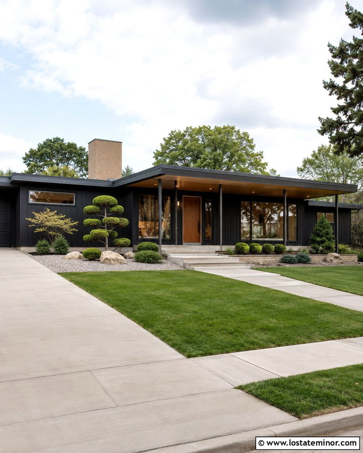 Soft Black House With Bronze Porch Ceiling - 30 Soft Black House Design With Porch Ceiling Ideas