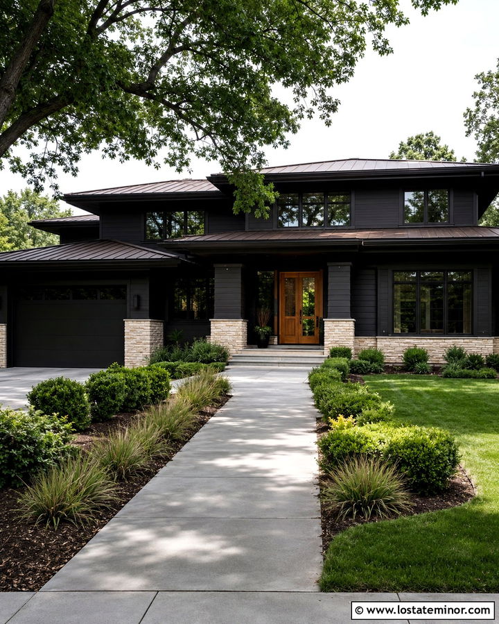 Soft Black House With Bronze Trim - 30 Soft Black House Design With Trim Ideas