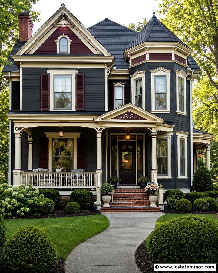 Soft Black House With Burgundy Trim - 30 Soft Black House Design With Trim Ideas