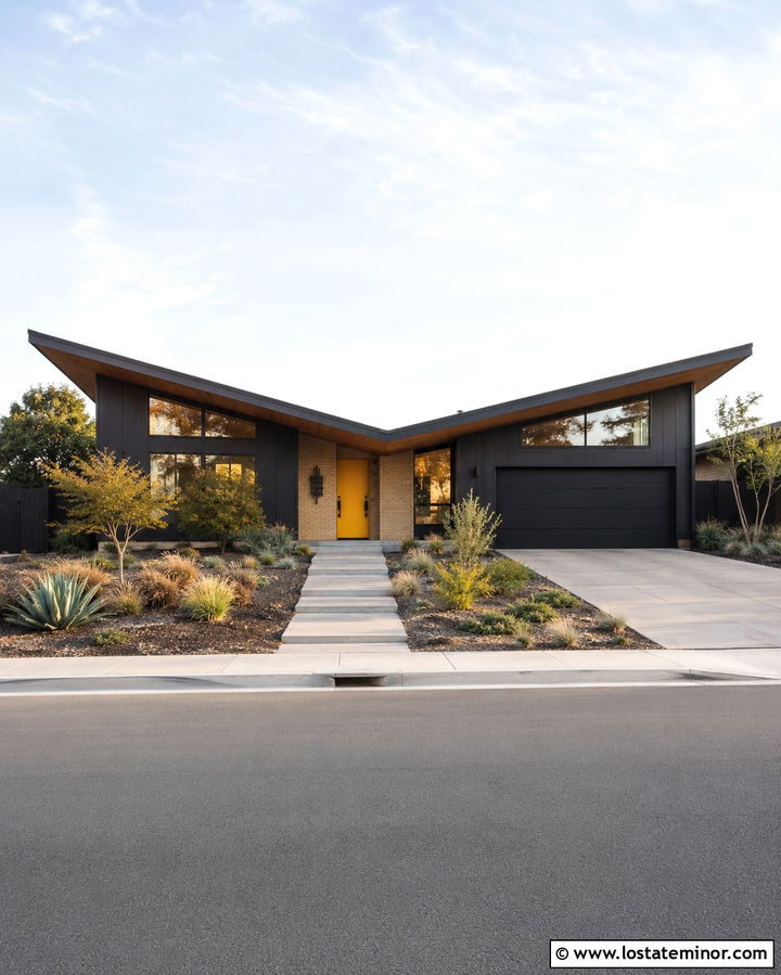 Soft Black House With Butterfly Roof - 30 Soft Black House Design With Roof Ideas