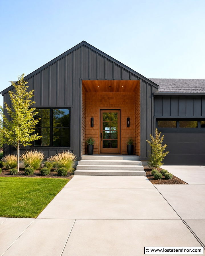 Soft Black House With Cedar Shake Entry - 30 Soft Black House Design With Cedar Shake Ideas