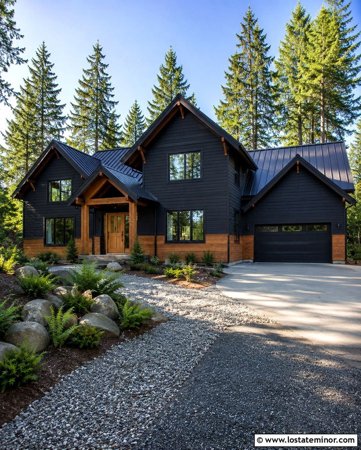 Soft Black House With Cedar Wainscoting - 30 Soft Black House Design With Wainscoting Ideas
