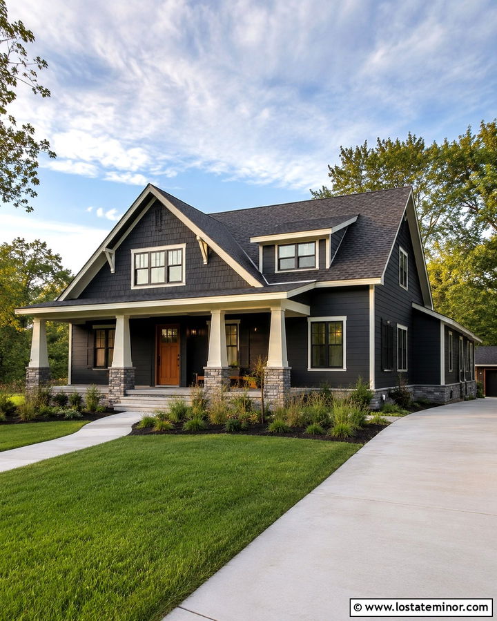 Soft Black House With Charcoal Shingle Roof - 30 Soft Black House Design With Roof Ideas