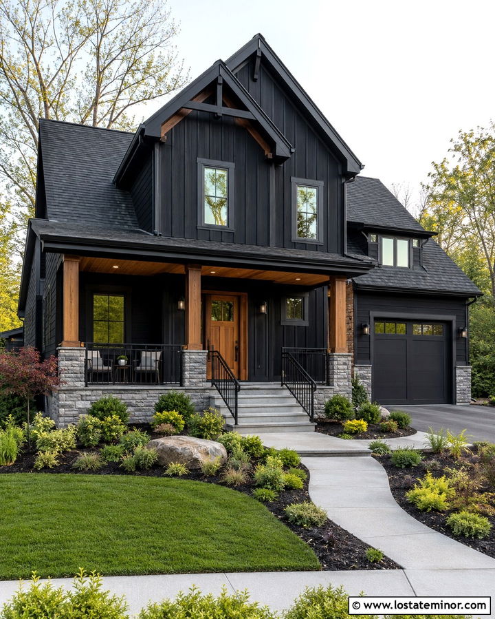 Soft Black House With Charcoal Trim - 30 Soft Black House Design With Trim Ideas