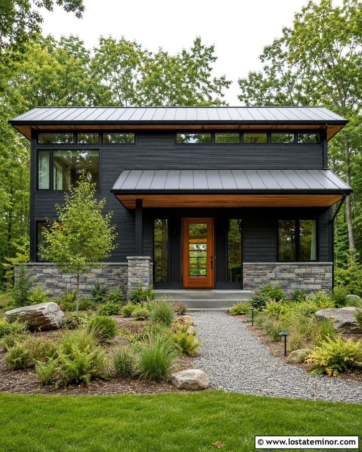 Soft Black House With Clerestory Windows - 30 Soft Black House Design With Window Frames Ideas