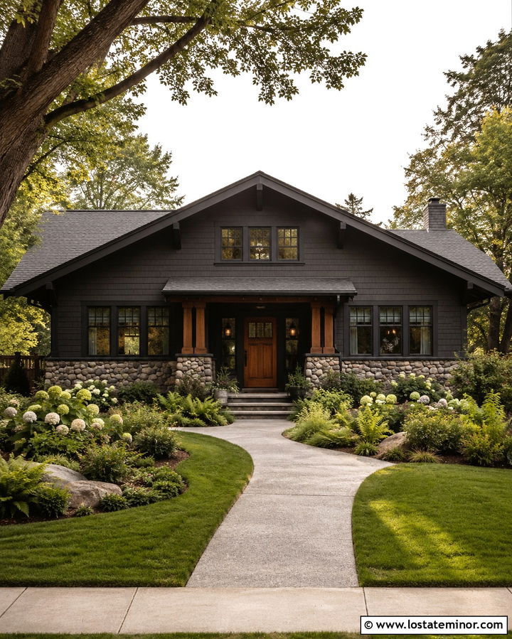 Soft Black House With Cobblestone Wainscoting - 30 Soft Black House Design With Wainscoting Ideas