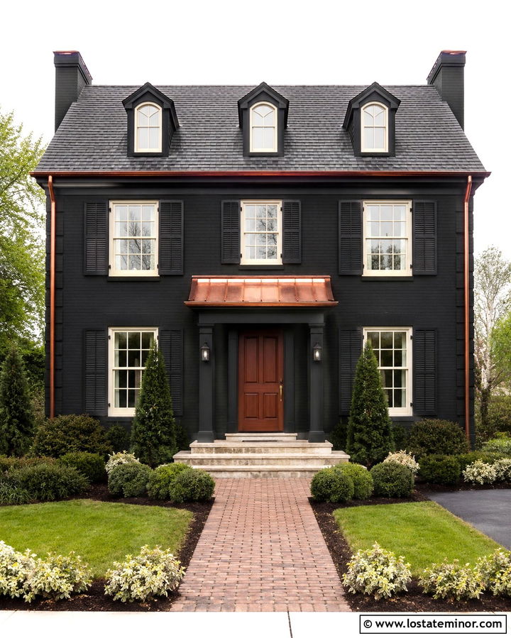 Soft Black House With Copper Gutters And Shingles - 30 Soft Black House Design With Shingles Ideas