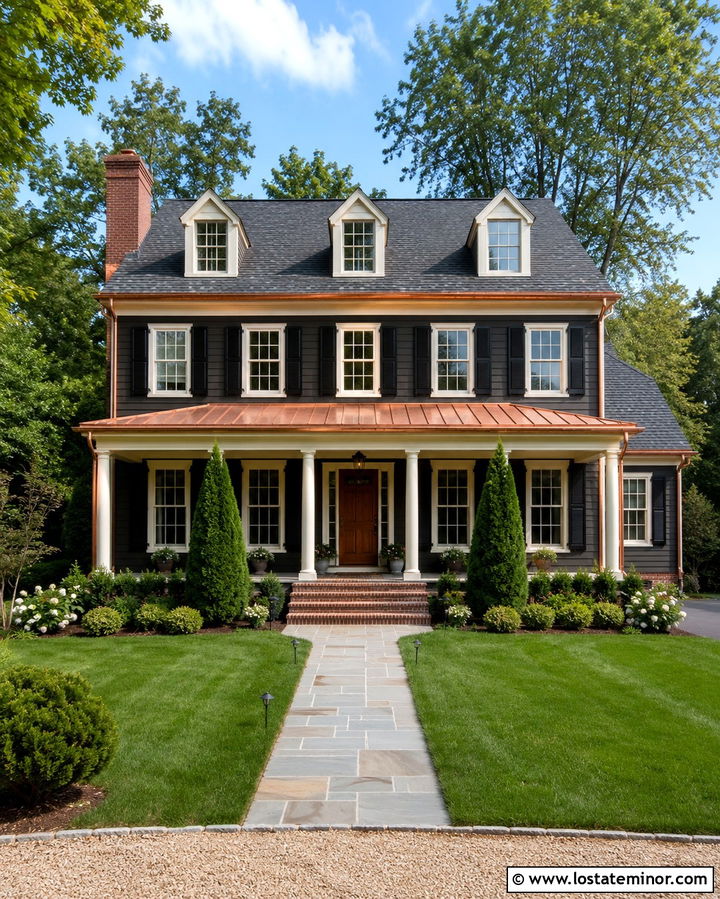 Soft Black House With Copper Roof - 30 Soft Black House Design With Roof Ideas