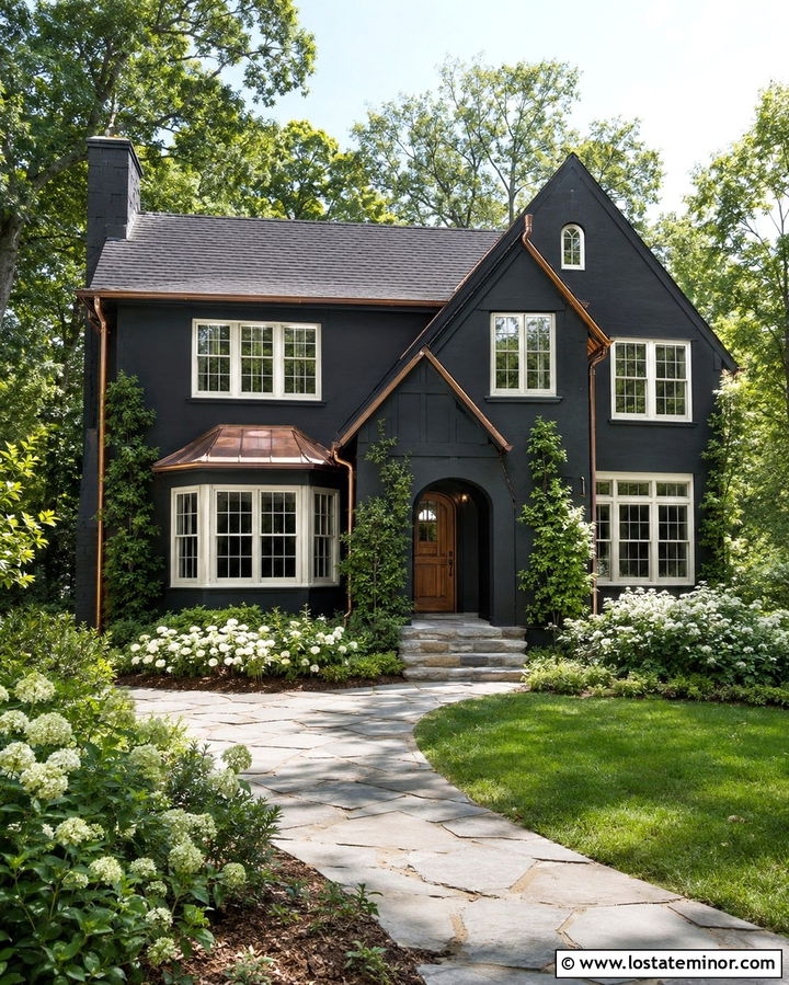 Soft Black House With Copper Trim - 30 Soft Black House Design With Trim Ideas