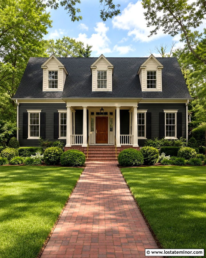 Soft Black House With Cream Dormers - 30 Soft Black House Design With Dormers Ideas