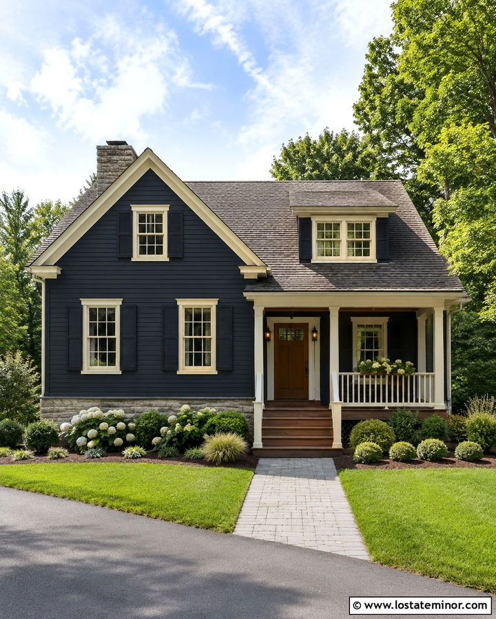 Soft Black House With Cream Trim And Shingles - 30 Soft Black House Design With Shingles Ideas