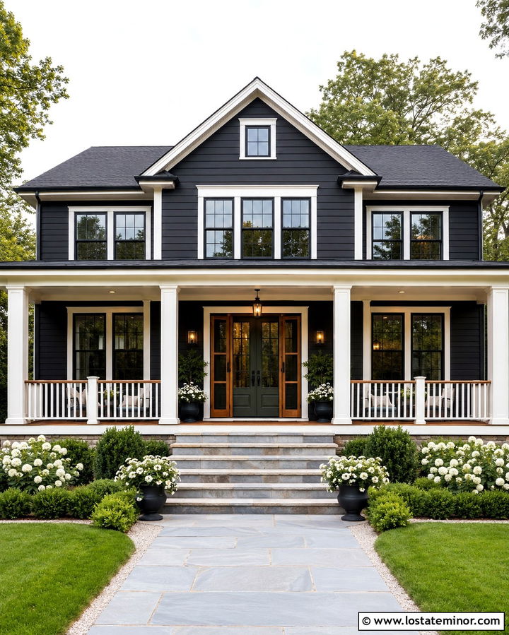 Soft Black House With Double Screen Doors - 30 Soft Black House Design With Screen Door Ideas