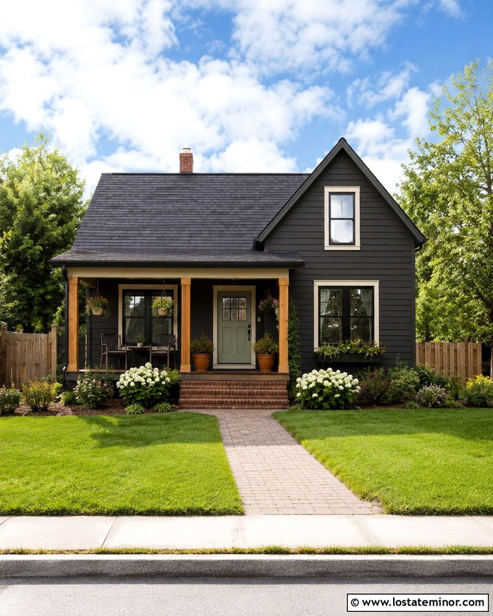 Soft Black House With Dutch Entry Door - 30 Soft Black House Design With Entry Door Ideas