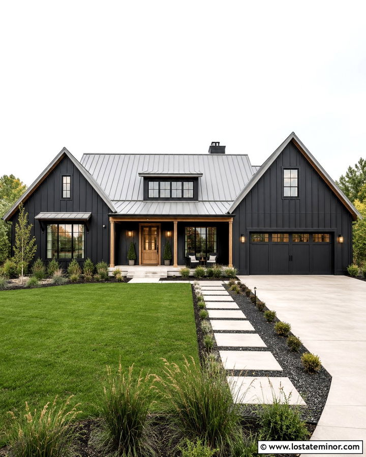 Soft Black House With Galvalume Metal Roof - 30 Soft Black House Design With Roof Ideas