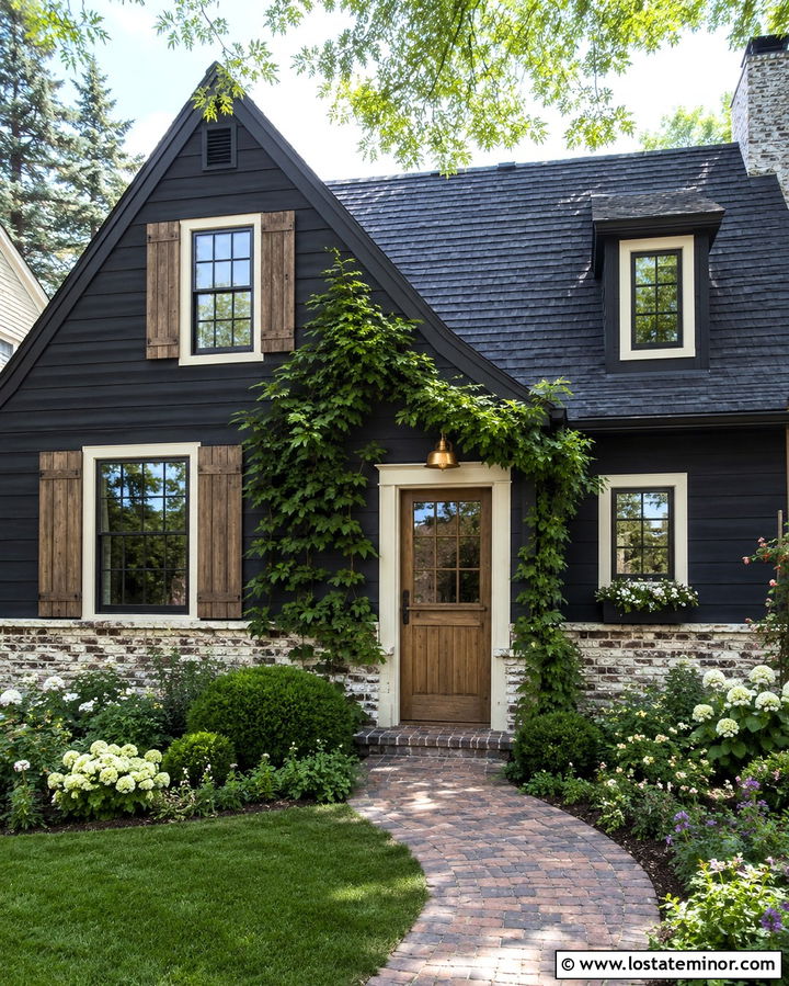Soft Black House With German Smear Brick Wainscoting - 30 Soft Black House Design With Wainscoting Ideas