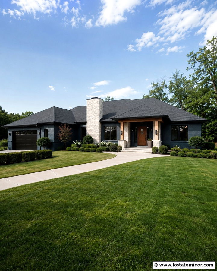 Soft Black House With Hip Roof - 30 Soft Black House Design With Roof Ideas